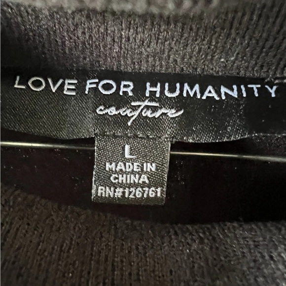 Love for Humanity Couture Womens Black Long Sleeve Mock Neck Layer Staple Blouse - Picture 11 of 11